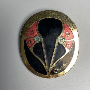 Vintage Signed Chuna Cloisonné Pin